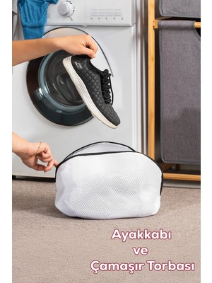 Mikasso 3153 Çamaşır Yıkama Filesi Fermuarlı Bölmeli Ayakkabı Yıkama Filesi Deforme Önleyici Torba File Cn