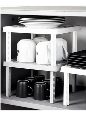 Mikasso Tekli Kare Raf Yükseltici Dolap Içi Organizer Düzenleyici Plastik 10 x 15