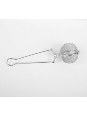 Mikasso A Plus Paslanmaz Çelik Bitki Çayı Demleme Süzgeci Maşalı Çay Süzgeç Paslanmaz Çelik Metalik