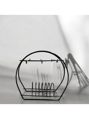 Mikasso Metal 6 Kancalı Şık Fincan Askılığı | Bardak Standı Kahve Fincanı Standı Fincanlık Metal Siyah Tr