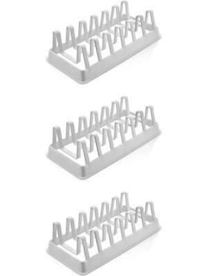 Mikasso 3 Adet Tencere Kapağı Organizeri - 6 Bölmeli Tencere Kapak Rafı Plastik Siyah Tr