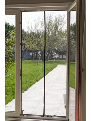 Mikasso Siyah Kapı Sinekliği Mıknatıslı 90-210 cm Raptiyeli ve Cırt Bantlı Siyah Tül Tül