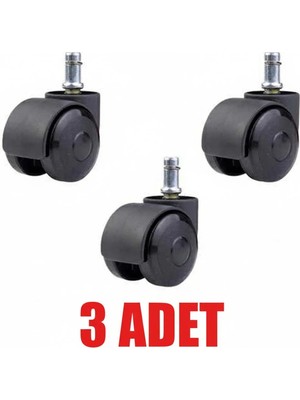 Mikasso 3 Adet Büro Tipi Pimli Plastik Koltuk Sandalye Tekeri 50MM