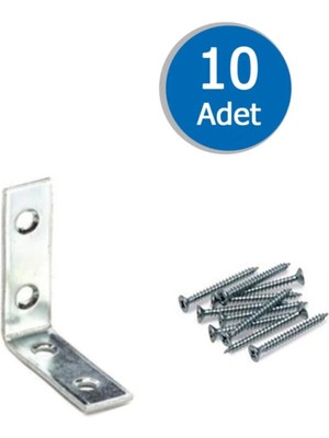 Mikasso 10 Adet L Demir Dolap Sabitleme 20*45*45 Masa Gönye Vida, Mobilya Dolap Köşe Bağlantı Sabitleme Beya
