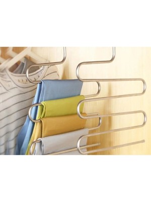 Mikasso 5 Katlı Metal Pantolon Bluz Elbise Eşarp Askısı Metal Beyaz Tr