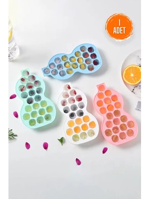 Mikasso Buz Kalıbı 1 Adet Silikon Kapaklı 21 Bölmeli Kalıp Kokteyl Içecek Buzluk Saklama Silikon Çok Renkli