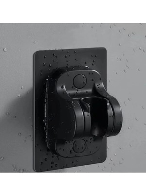 Mikasso Siyah Yapışkanlı Duş Başlığı Tutucu Ayarlanabilir Duvar Sabitleme Sabitleyici Askı Mafsalı