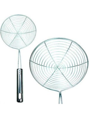 Mikasso Patlıcan Patates Kabak Havuç Kızartma Mantı Makarna Tel Kevgiri 12 cm Plastik Beyaz