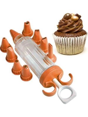 Mikasso Pasta Kek Sevenler Için 9 Başlıklı Krema Pompası Asorti Plastik