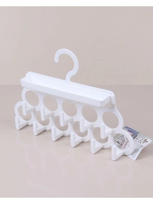 Mikasso Çok Amaçlı Takı Askısı Eşarp Askısı Aksesuar Askısı Dolap Içi Askı Beyaz Plastik Gri