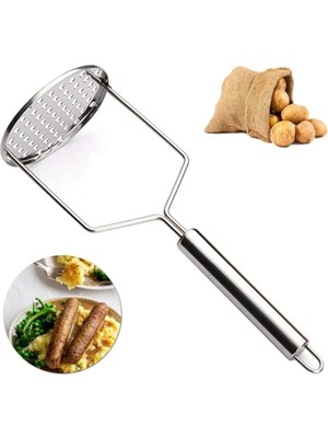 Mikasso Lüks Paslanmaz Çelik Patates Ezici, Pratik Patates Ezme Paslanmaz Çelik