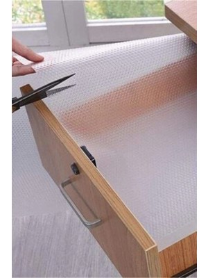 Mikasso Eva Şeffaf Kaymaz Dolap ve Raf Örtüsü 45CM x 10 mt Pomask Plastik Beyaz Tr