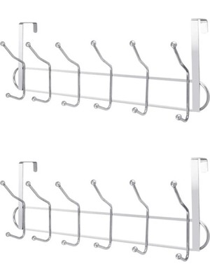 Mikasso 2 Adet Kapı Arkası Askılık 12'li Metal Askı Metal Siyah