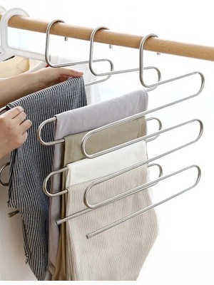 Mikasso Metal 5 Katlı Pantolon & Şal Askısı Çoklu Askılık Dekoratif Akıllı Düzenleyici Metal Gümüş