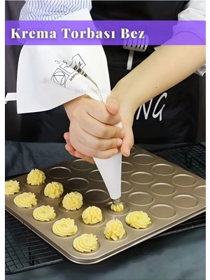 Mikasso Krema Torbası Bez Yıkanabilir Torba Bpa Free Pasta Duy Torbası Dekorasyon Süsleme Aparatı 20X35 cm B
