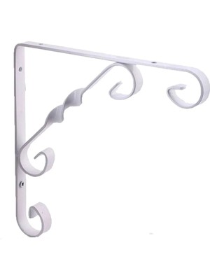 Mikasso Burgulu 20 x 25 cm Dekoratif Raf Altı Raf Ayağı Konsol Beyaz Beyaz