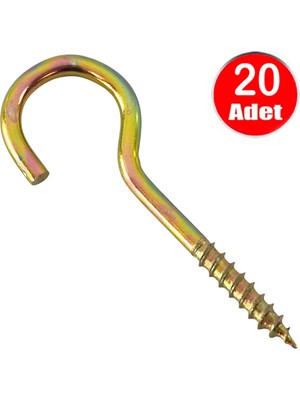 Mikasso Piton 21*100 Çengel 6cm Vidalı Askı Eğri Se Demir Duy Kanca -20 Adet