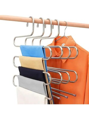 Mikasso Metal Pantalon Eşarp Dolap Içi Düzenleyici Pantolon Askısı 5 Katlı 1 Adet Plastik Çok Renkli Tr