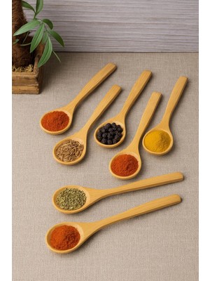 Mikasso 6 Lı Ahşap Küçük Baharat Kaşığı 13 cm Ahşap