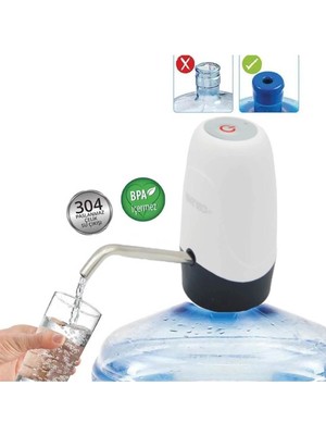 Mikasso Urve Şarjlı Damacana Su Pompası Beyaz Plastik Çok Renkli