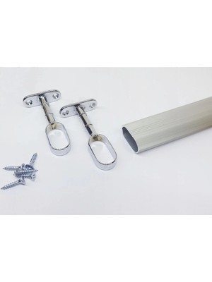 Mikasso Gardırop Elbise Askı Borusu Alüminyum Dolap Borusu 1 Adet 50 cm ve 2 Adet Boru Başlığı Beyaz