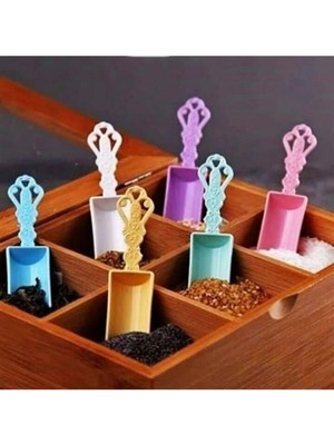 Mikasso Mini Boy 6'lı Renkli Baharat Kaşığı Mini Ölçek Kaşığı Baharat Küreği Çelik Çok Renkli