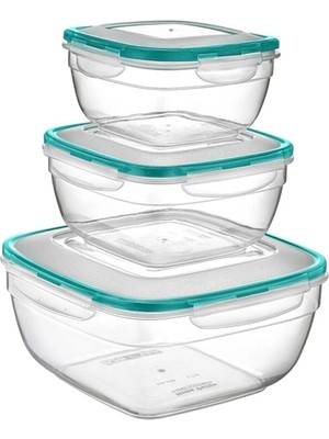 Mikasso Fresh Box 3'lü Saklama Kabı Set Şeffaf 3.3 Lt LC-300 Plastik Turuncu