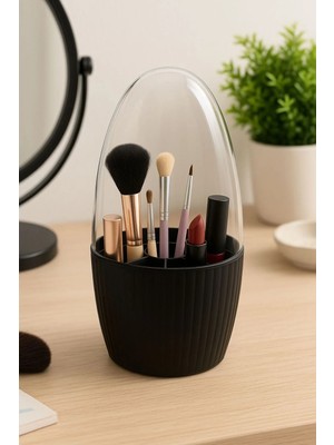 Mikasso 7 Bölmeli Organizer – Şeffaf Kapaklı Plastik Siyah Tr