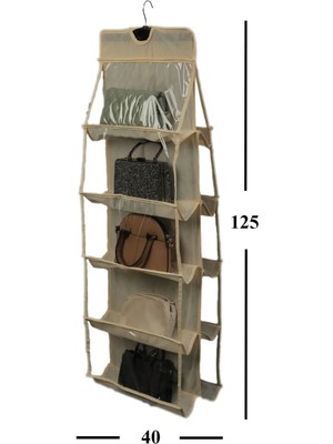 Mikasso Çanta Düzenleyici Askılı Dolap Içi 10 Cepli Organizer (Krem) Kumaş 45 x 125 Krem Tr