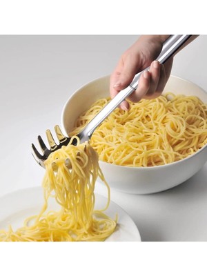 Mikasso 32 Cm. Paslanmaz Çelik Makarna Kaşığı, Profesyonel Spagetti Kaşığı, Makarna Kepçesi Paslanmaz Çelik