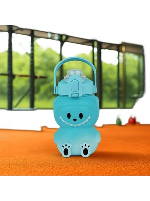 Mikasso Labubu Matara Mavi 1000 ml – Sevimli Kapaklı Su Şişesi, Okul & Spor Için Dayanıklı Su Kabı Mavi Plas