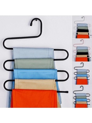 Mikasso 5 Katlı Metal Pantolon Pijama Eşarp Şal Askısı Dolap Içi Düzenleyici Askı Organizer Metal Gri