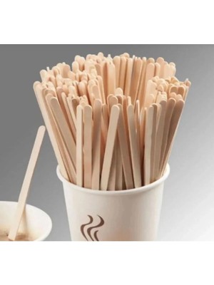 Mikasso Tahta Karıştıcı 100 Lü 1 Paket Çay-Kahve Karıştırıcı Plastik Kahverengi