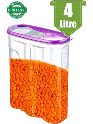 Mikasso 4 Litre Renkli Kapaklı Su/hava Geçirmez Kiler/erzak Saklama Kabı/plastik Kilitli Plastik Çok Renkli