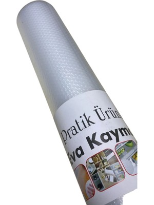 Mikasso Eva Kaymaz 45CM x 10 Metre Şeffaf Kaymaz Raf Dolap Içi ve Çekmece Içi Örtüsü Plastik Beyaz Tr