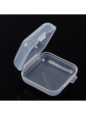 Mikasso 5 Adet Mini Şeffaf Plastik Saklama Kabı Şeffaf Kare Kutu Küpe Takı Plastik 32 x 35 Beyaz Cn