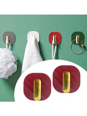 Mikasso 2'li Yapışkanlı Askı Dolap Kapak Kulpu Retro Tasarım Kırmızı Renk Banyo Mutfak Duvar 103503 Çok Renk