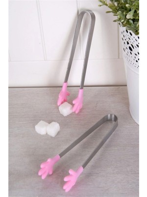 Mikasso 2 Adet El Şeklinde Silikon Şeker Lokum Servis Sunum Maşası Teflon Çok Renkli