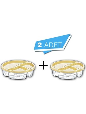 Mikasso 3 Bölmeli Saklama Kabı Plastik Kapaklı 2'li Paket Plastik Sarı