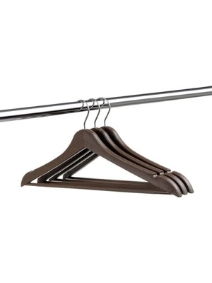 Mikasso Ahşap Görünümlü Plastik A Kalite Siyah Elbise Askısı 3'lü Plastik Siyah