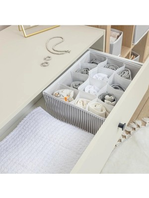 Mikasso 12 Bölmeli Çok Amaçlı Organizer (Havlu-Çorap- Iç Çamaşırı- Kravat Vb.)- Çekmece Organizeri 31X25X25