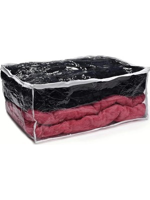Mikasso Pvc Şeffaf Dolap Içi Düzenleyici Çanta Yorgan Battaniye Giysi Oyuncak Çantası 60X60X12 Plastik Turun