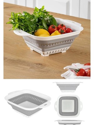 Mikasso Katlanabilir Kare Akordiyon Süzgeç Plastik