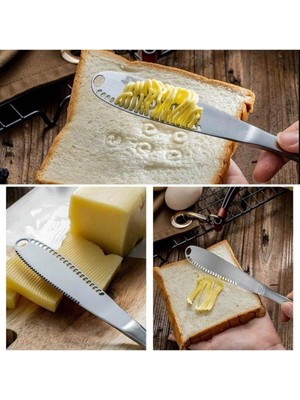 Mikasso Delikli Tereyağı Bıçağı - Paslanmaz Kaşar Peynir-Çikolata Sürme Bıçağı Paslanmaz Çelik