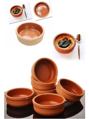 Mikasso 6' Lı Toprak Güveç Seti Sütlaç ve Güveç Kabı Kase Toprak Kahverengi