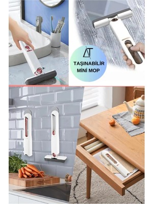 Mikasso Taşınabilir Mini Mop Kendinden Sıkmalı Mini Temizlik Büyüsü Islak ve Kuru Kullanım Temizlik Mini Mop