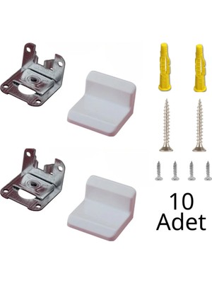 Mikasso Dolap Askı Elemanı Seti 10 Adet | Duvara Dolap Montaj Sabitleme Aparatı + Montaj Vida ve Dübelleri B