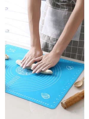 Mikasso Ölçü Çizgili Hamur Açma Matı ile Mükemmel Boyutlandırma (50CM*40CM) Silikon