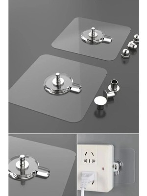 Mikasso 4 Adet Şeffaf Güçlü Kendinden Yapışkanlı Kapı Duvar Askıları Ağır Yük Taşıma Mutfak Banyo Askısı Pla