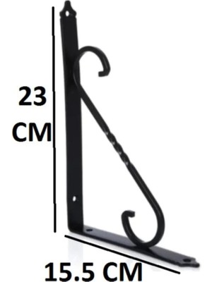 Mikasso Siyah 23X15.5 Ferforje Raf Altı Metal L Ayak Siyah